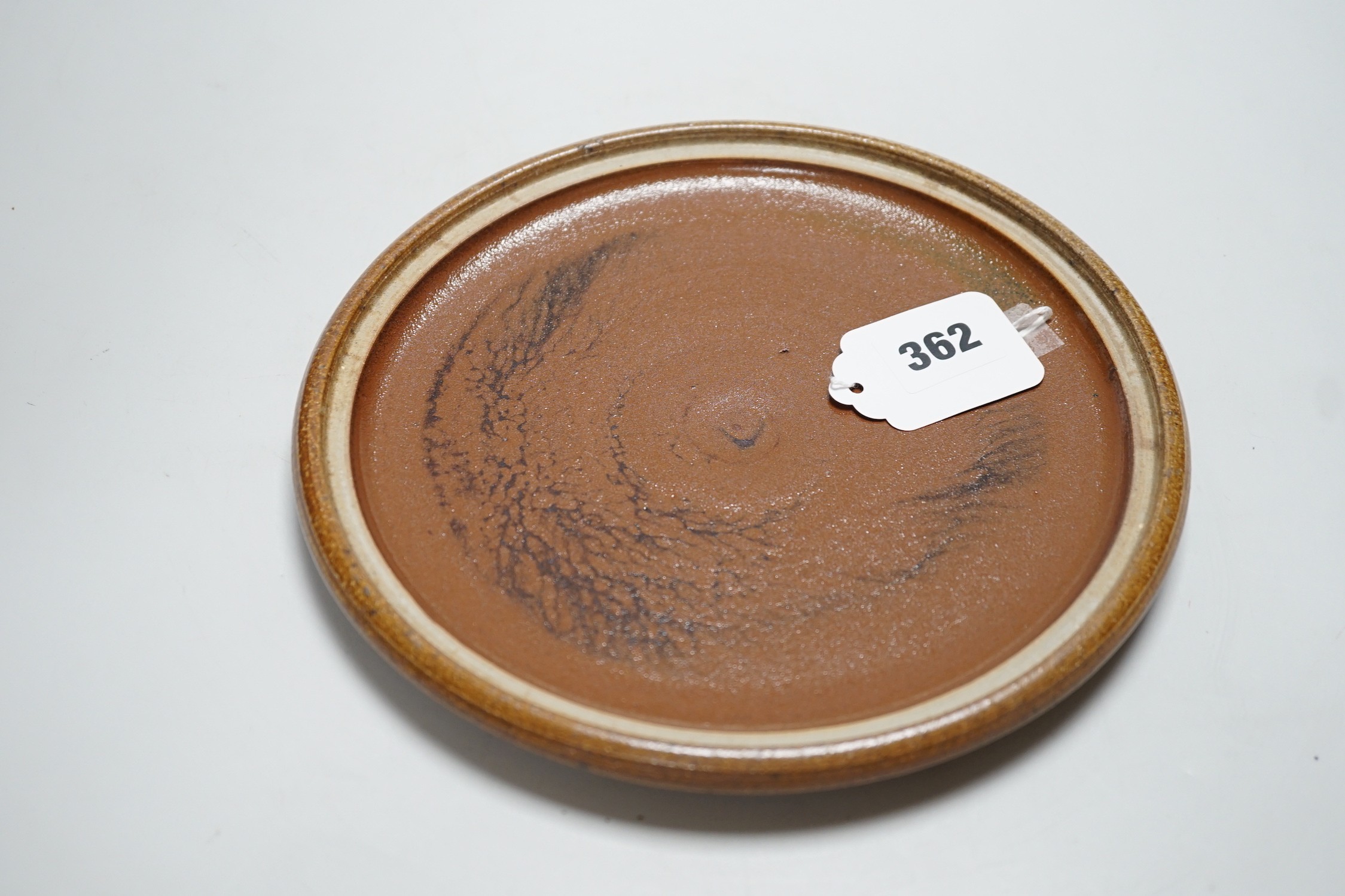 Michael Mosse, a studio pottery cheese dish and cover, decorated with cats, 16cms high
